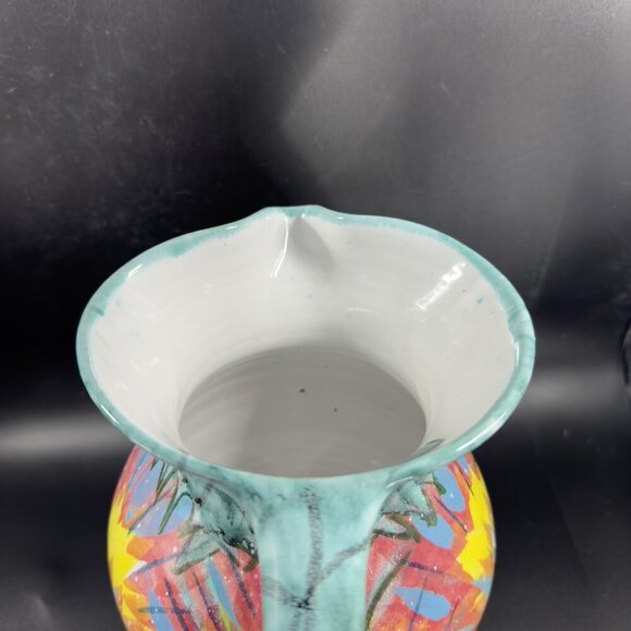Vietri Italian RedWare Pottery Pitcher Carafe Jug Hand Painted Large Italy VTG - Picture 12 of 16